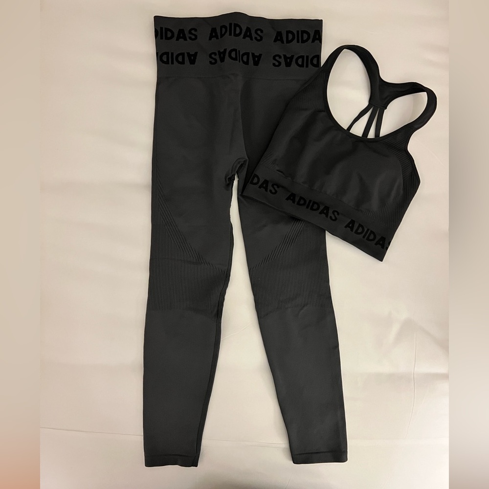 Adidas Grey Seamless Legging & Sports Bra Set